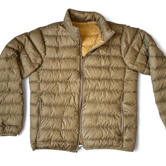 Eddie Bauer Men Down Puffer Jacket Medium Green Full Zip Quilted Lightweight - Picture 7 of 16